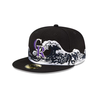 Black Colorado Rockies Hat - New Era MLB Wave 59FIFTY Fitted Caps USA1827396